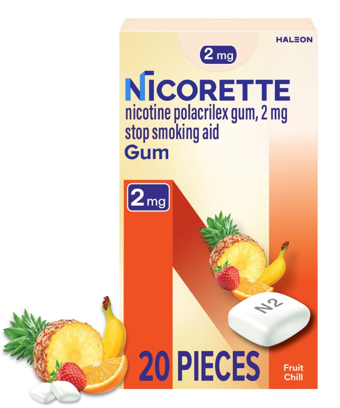 NICORETTE NICOTINE GUM 2MG- 20CT FRUIT CHILL