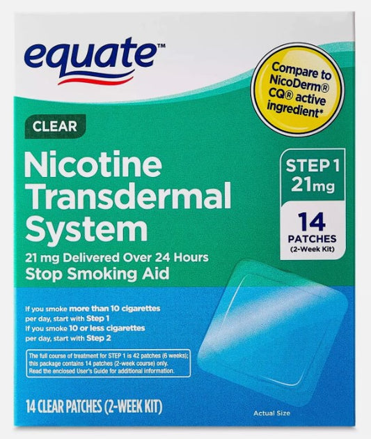 EQUATE NICOTINE TRANSDERMAL SYSTEM 21MG STEP 2- 14DAY PATCHES