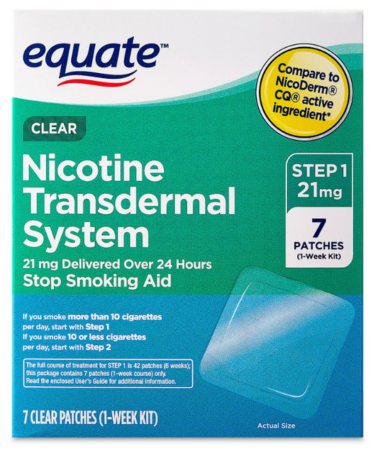 EQUATE NICOTINE TRANSDERMAL SYSTEM 21MG STEP 1- 7DAY PATCHES