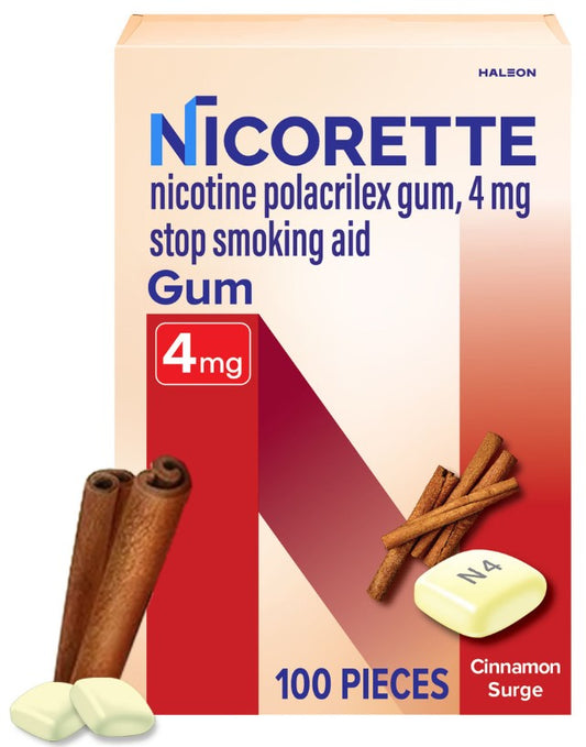 NICORETTE NICOTINE GUM 4 MG 100 COUNT CINNAMON SURGE