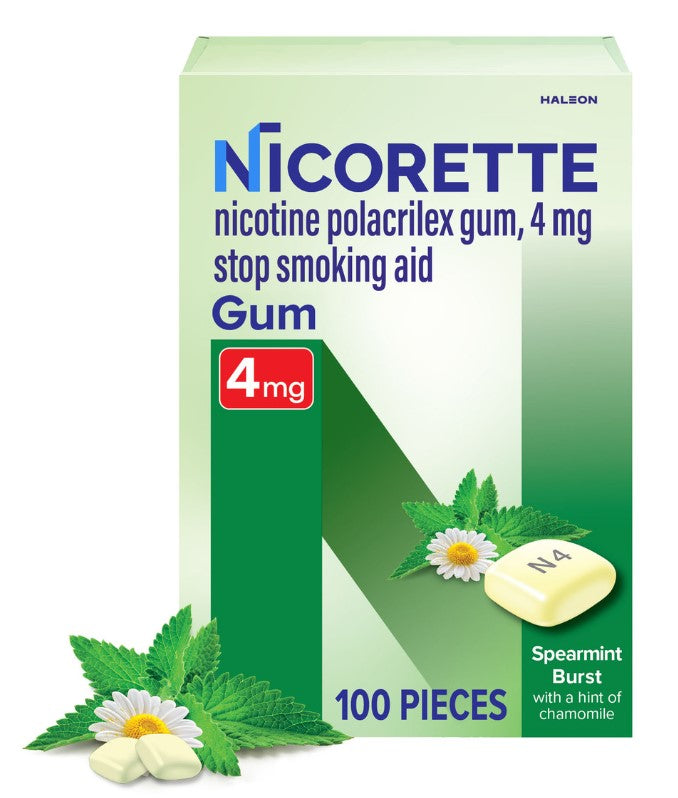 NICORETTE NICOTINE GUM 4 MG 100 COUNT SPEARMINT