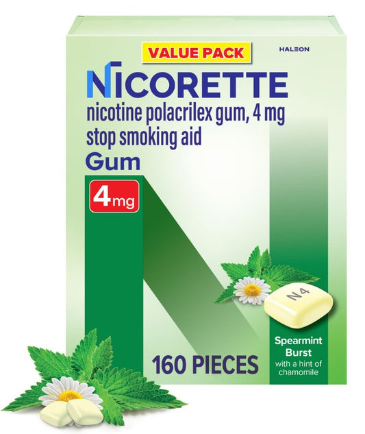 NICORETTE NICOTINE GUM 4 MG 160 COUNT SPEARMINT