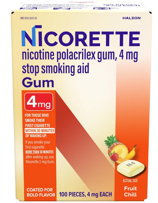 NICORETTE NICOTINE GUM 4MG- 100CT FRUIT CHILL