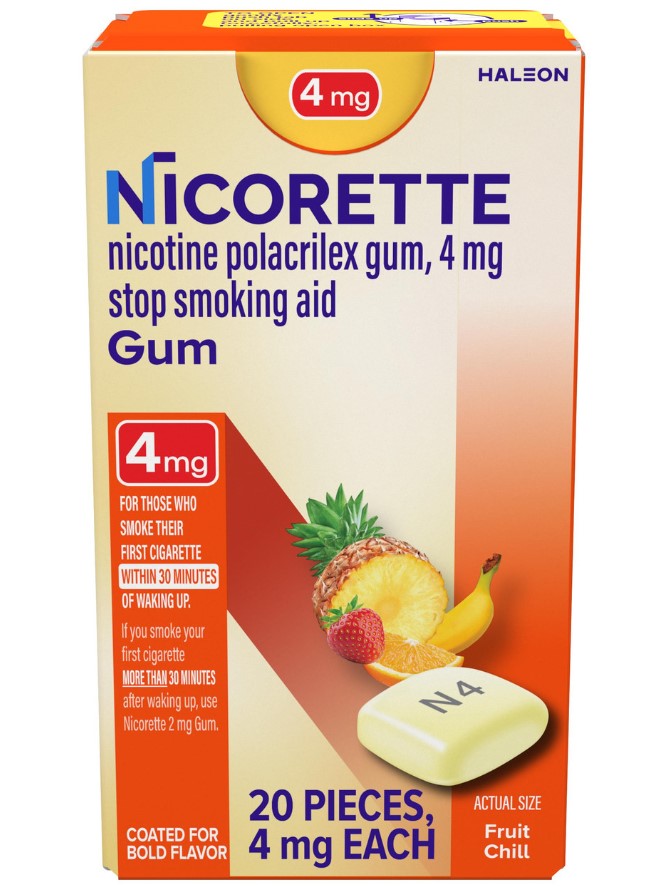 NICORETTE NICOTINE GUM 4MG- 20CT FRUIT CHILL